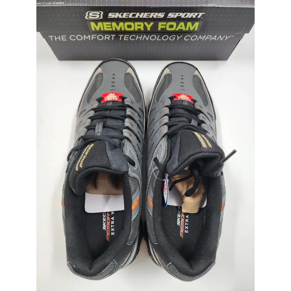 Skechers After Burn Memory Foam Mens Extra Wide Charcoal Grey Sneakers 50125EWW